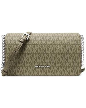 Michael Kors Jet Set Signature Logo-Print Messenger Bag - Grey