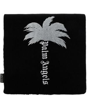Palm Angels Logo-Embroidered Palm-Tree Scarf - Black