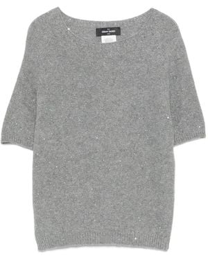 Gran Sasso Haut Orné De Sequins À Manches Courtes - Gris