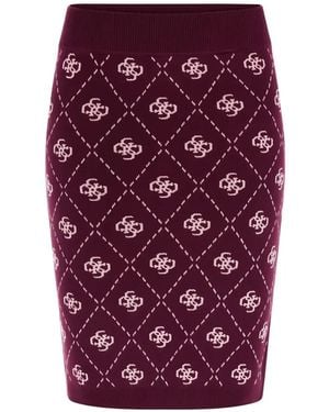 Guess Sarah 4G Monogram-Print Skirt - Purple