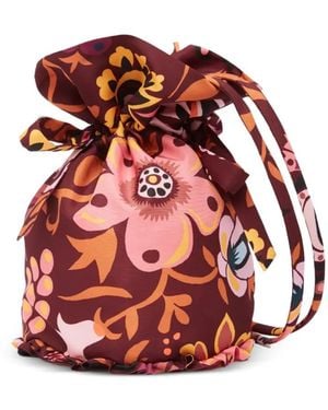 La DoubleJ Ceremony floral-print bucket bag - Rojo