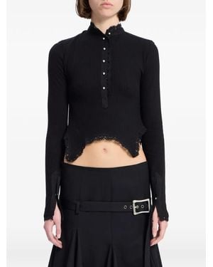 Ann Demeulemeester Nacine Serafino Lace-Trim Cropped Top - Black