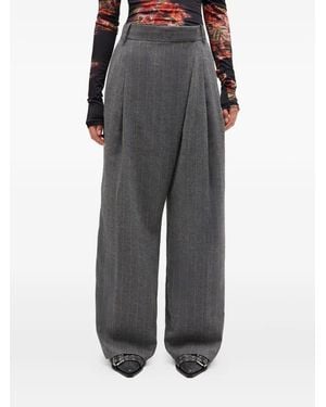 Ganni Pinstripe Trousers With Tailored Design - Grey