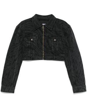 ROTATE BIRGER CHRISTENSEN Zebra-Print Denim Jacket - Black