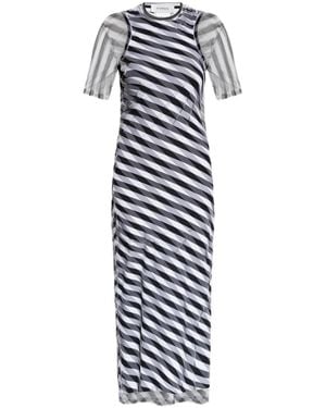 Sportmax Pausa Striped Mesh Midi Dress - White
