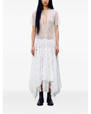 JW Anderson Lace-Panelled Asymmetric-Hem Midi Dress - White