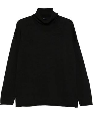 Alpha Studio Roll-Neck Drop-Shoulder Knit - Black