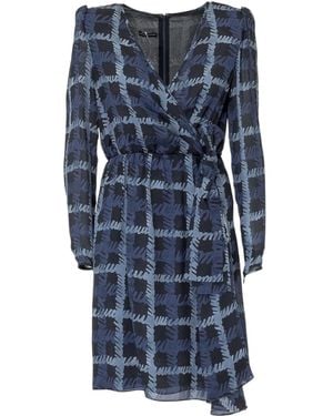 Emporio Armani Check-Pattern Dress - Blue