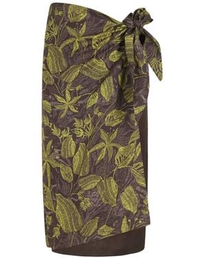 Tela Floral Tie Mid Skirt - Green