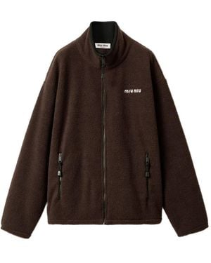 Miu Miu Logo-Embroidered Jacket - Brown