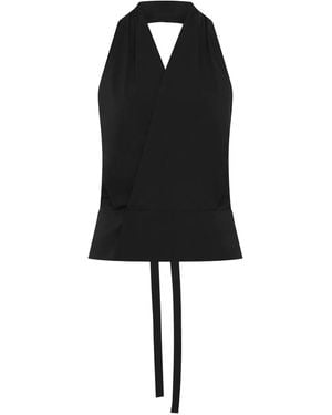 St. Agni Halterneck Wrap Top - Black