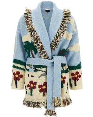 Alanui Casa Jacquard-Knit Cardigan - Blue
