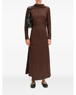 Bimba Y Lola Chocolate Textured Ruched Dress - Brown