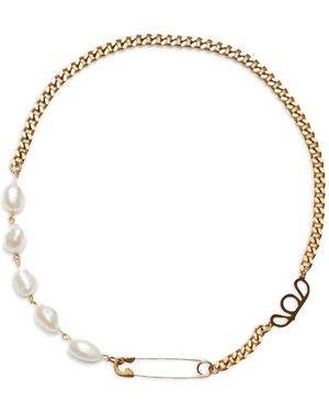 Labelled Jewellery Safety-Pin Pearl Necklace - Metallic
