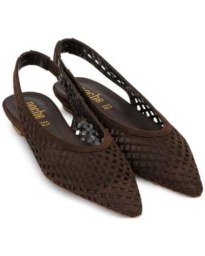 Poche Paris Cut-Out Slingback Court Shoes - Brown