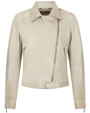 Moorer Asymmetrical Leather Jacket - White