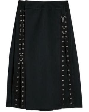 Simone Rocha Eyelet-Embellished Pleated Midi Kilt - Black