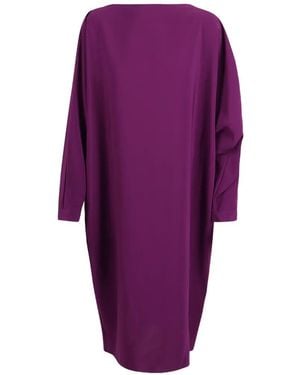 Gianluca Capannolo Batwing-Sleeve Boat-Neck Midi Dress - Purple