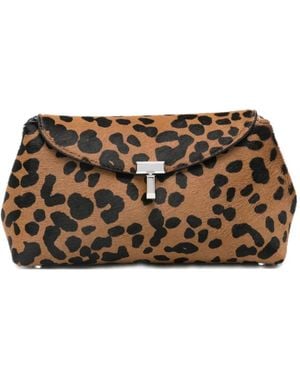 TOTEME Mini T Lock Naplak Clutch - Brown