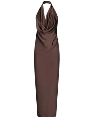 Blanca Vita Cowl-Neck Halter-Neck Midi Dress - Brown