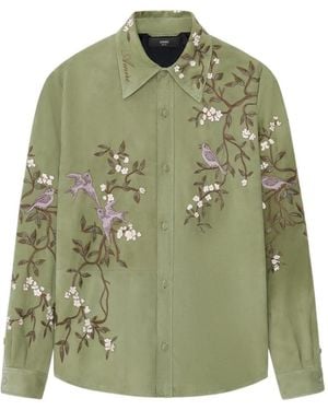 Amiri Suede Sparrow Long Sleeve Shirt - Green
