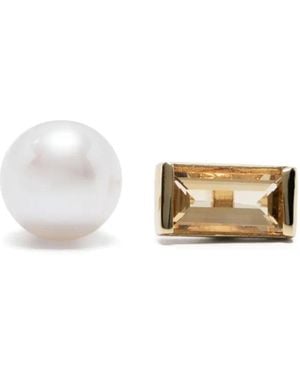 Aliita Boucles D'Oreilles Mono Perla Baguette En 9Ct À Ornements - Blanc