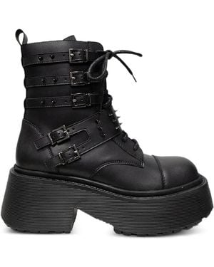 Altercore Abyss Spiked Buckled Boots - Black