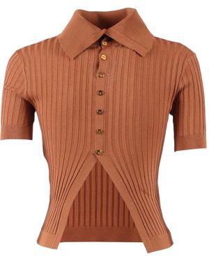 Elisabetta Franchi Sheer Knit Top - Brown