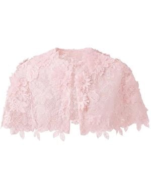 Gemy Maalouf Floral-Lace Bolero - Pink