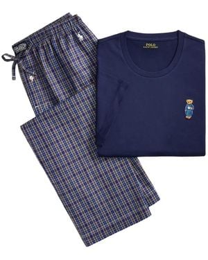 Polo Ralph Lauren Polo Bear Plaid Pyjamas - Blue