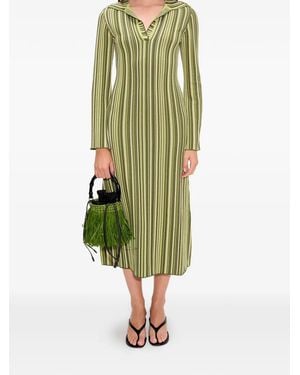 Simon Miller Collared Striped Midi Dress - Green