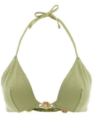 Eres Alva Bead-Embellished Bikini Top - Green
