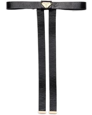 Prada Logo Leather Hair Clip - Black