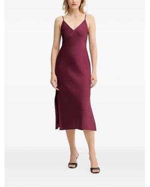 ARMANI EXCHANGE V-Neck Slip Midi Dress - Red