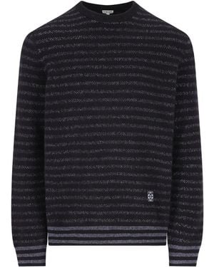 Loewe Striped Logo-Embroidered Sweater - Black