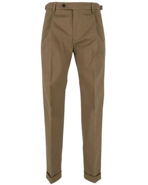 Berwich Pleated Turn-Up Straight-Leg Trousers - Natural