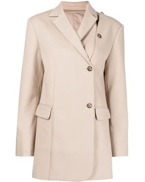 ROKH Asymmetrical Button Blazer - Natural