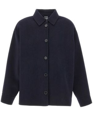 Aspesi Button-Up Wool Shirt Jacket - Blue