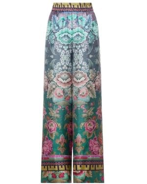 Pierre Louis Mascia Aloe Floral-Print Trousers - Blue