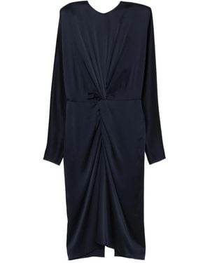 Stella McCartney Twist-Front Long-Sleeve Midi Dress - Blue