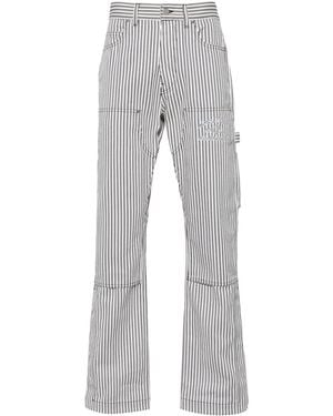 Amiri White Striped Cotton Trousers - Men's - Cotton - Grey