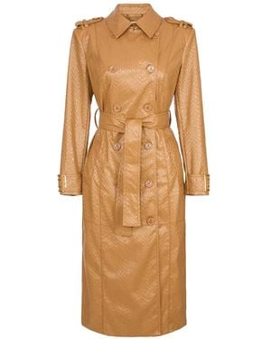 Elisabetta Franchi Scale-Texture Trench Coat - Natural