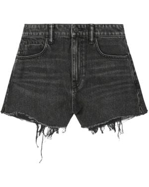 Alexander Wang Bite Frayed-Hem Denim Shorts - Black