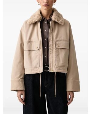 Marc O' Polo Shearling-Collar Drawstring-Hem Jacket - Natural