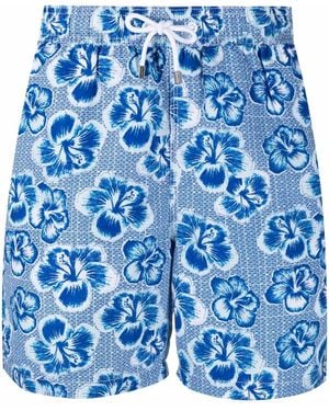 Hackett Floral-Print Drawstring-Waist Swim Shorts - Blue