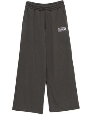 New Balance Trackside Logo-Embroidered Track Pants - Gray