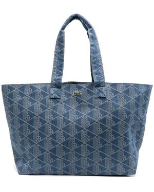 Lacoste Xl Mono-Jacquard Tote Bag - Blue