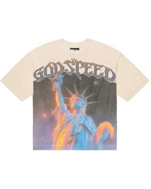 Godspeed Statue Of Liberty Stone-Embellished T-Shirt - White