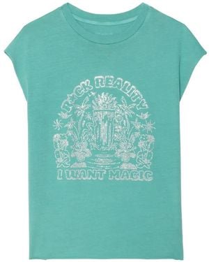 Zadig & Voltaire Cloe Cap-Sleeves T-Shirt - Green