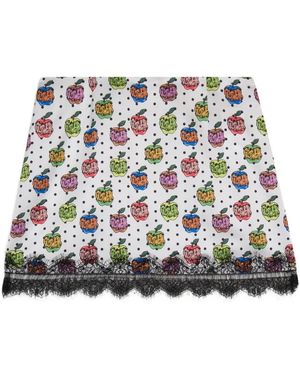 Gcds Apple-Print Mini Skirt - White